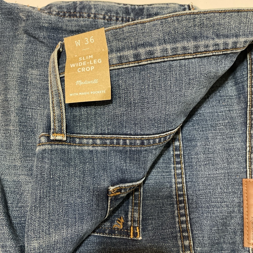 Madewell Medium Wash Slim Wide-Leg Crop Jeans